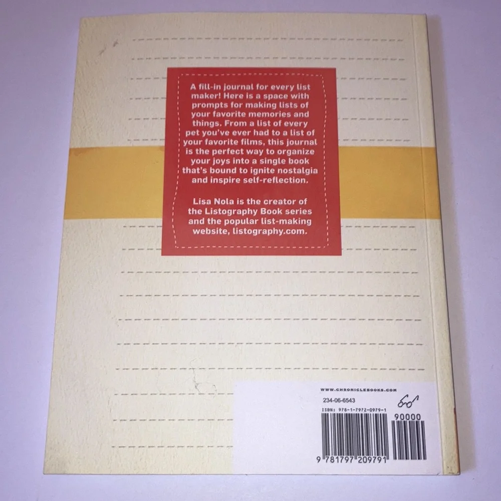 LISTOGRAPHY Your Life in Lists Paperback Journal Book by Lisa Nolan Like NEW